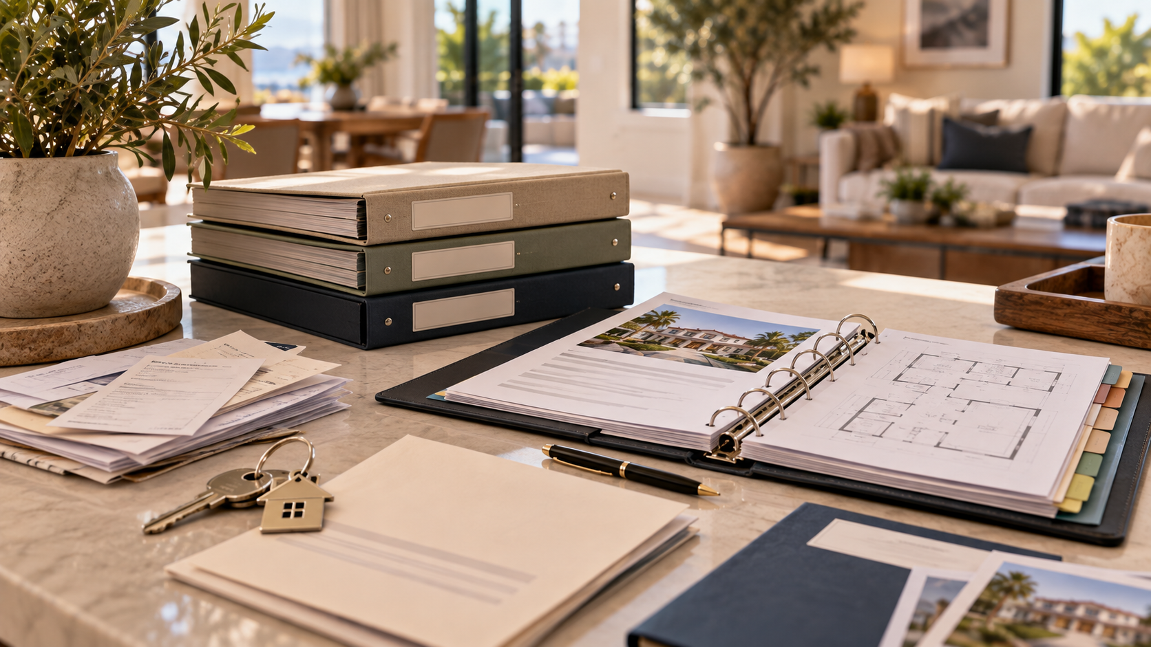 Organized property records and documents for a Southern California home